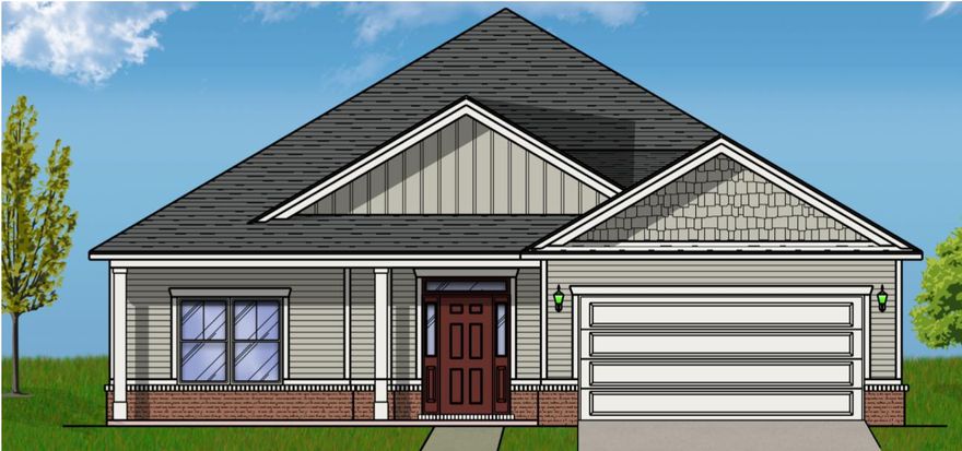 Parade of Homes winning builder. The Charlie plan has an open feeling with a seamless flow through galley style kitchen, dining area and family room. Family room has exaggerated trey ceiling & double crown molding. Exterior door provides access to outdoor living on the large covered rear porch. Large Master BR will be your favorite retreat with crown molding and tray ceiling. Other home features include granite countertops, hard surface flooring, walk in tile shower with separate tub, his/her closets, ceiling fans in all bedrooms, SS appliances and much more! Please note photos are of similar property but are not of subject property. Estimated completion in summer 2018. On site model open daily. Community pool and playground coming soon.