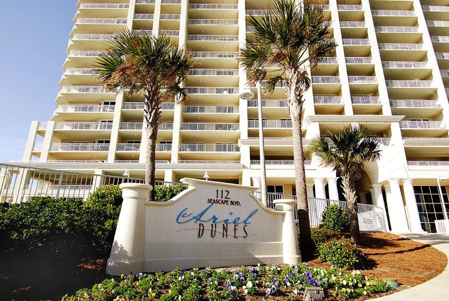 *Seller says ''ALL OFFERS WILL BE CONSIDERED''* Great 4th floor unit includes 2 bedrooms and a bunk room, large balcony and fantastic views of the Gulf & pool area. Kitchen features natural granite, white raised cabinets, new hot water heater. Nicely furnished and rental ready. Ariel Dunes offers ground floor lobby and registration, fitness facility, conference center with meeting rooms, two large pools, deeded beach access. Seascape is a gated community that encompasses 300 acres of lush green space with serene lakes, an 18-hole golf course, tennis beach service, water sports rentals and is just minutes to world class fishing, Silver Sands Factory Outlet and the popular Destin Commons and restaurants to satisfy any culinary desire.
