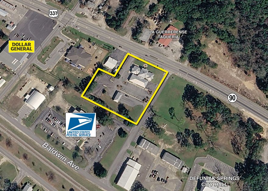 NEW LISTING! Prime commercial leasing opportunity located on US-90 in DeFuniak Springs of Walton County, Florida. This professional office property offers approximately +/-4,000 SF with excellent highway frontage, visibility, and ample parking. Regions Bank is the adjacent tenant. Common Area Maintenance fees (CAM) total $6.00 per square foot; lease rate includes utilities, lawn care, and pest control for simplified occupancy. Subject property offers convenient access to Highway 331, Interstate 10, and surrounding markets such as Freeport, Crestview, Niceville, Eglin Air Force Base, and Destin, Florida.