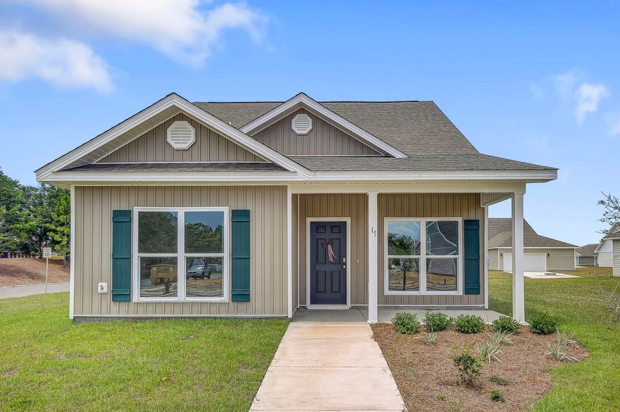 The Owl's Head community is conveniently located off of Highway 331 in Freeport.  We are only 8 miles to Interstate 10, and 16 miles to beautiful beaches and Highway 30 A.  We offer 6 floor plans, 3 and 4 bedrooms.  All homes have rear entry garages.  This community offers a community area with paved walking trails and a spring fed lake. | The Cary plan is a 2-story 4 bedroom, 3 bath home.  The primary is downstairs, and a second bedroom. There are 2 bedrooms and a bathroom upstairs.  The Cary floorplan offers a covered front and side patio.