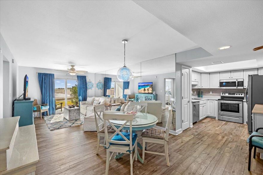 Now priced BELOW market value and also NO HOA FEES UNTIL 2026! This 1/1 Regency Towers condo is an outstanding beachside retreat, offering 870 sqft of updated, turnkey living. Located on the ground floor, it's just steps from the pristine beach and sparkling pool--no stairs or elevators needed! Fully furnished with coastal chic decor, this unit is move-in or rental ready, featuring a new HVAC (2023), modern kitchen with stainless steel appliances, Corian countertops, and ample storage, plus a spacious bedroom and convenient laundry room with washer/dryer included. Already a successful vacation rental, this property is perfect for investors or owner occupants. Short-term rentals are allowed and professionally managed by Southern Vacation Rentals. With an HOA of $900/month covering cable, water, sewer, insurance, and more, you'll enjoy effortless ownership in this vibrant Pensacola Beach community. Don't miss this opportunity to own a stunning gulf-front condoschedule your showing today!