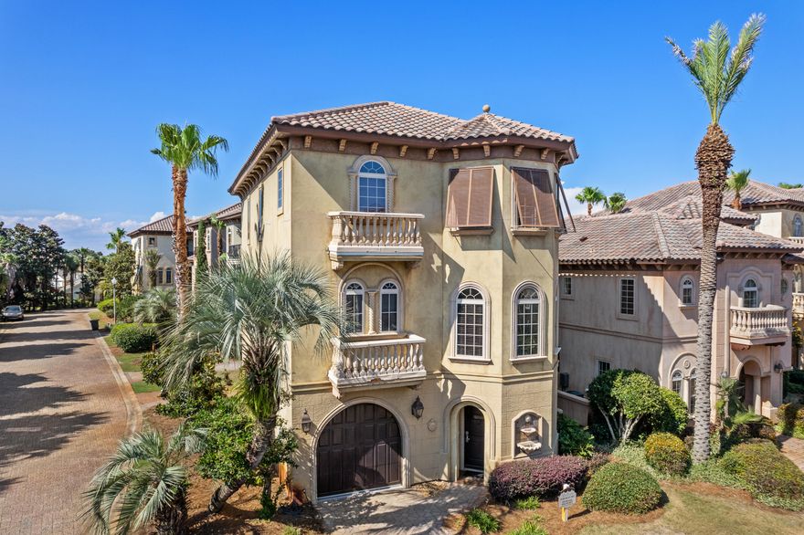 58 Rue St Tropez  is a charming four bedroom, distinctly designed to evoke the Mediterranean spirit.  The main living is on the second level. Two bedrooms are located on the first level.  The primary and one additional bedroom are on the third floor.  The large entertainment style kitchen is perfect for large groups.  There are extensive porches on each level.  58 Tropez has a large community pool which is perfect for gathering.   Villa Paradis is located on a corner lot and  has two separate driveway parking pads, allowing for additional guest parking.  St Tropez is a luxury subdivision of 31 stained stucco homes modeled after Mediterranean style beach homes.