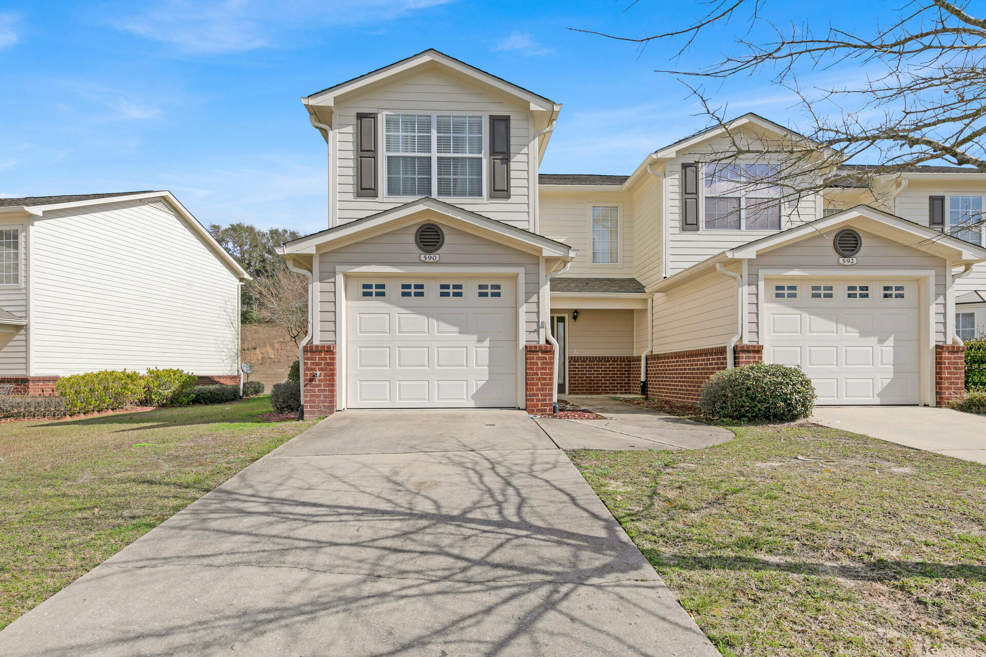 Come see this affordable end unit family home with luxury finishes inside sought after Eagles Landing! The first floor features crown molding throughout, tile and luxury vinyl plank flooring and an open concept living room that leads out to your private patio area. On the second floor you'll find three good sized bedrooms with large closets and two full bathrooms with tiled showers and granite counters. Enjoy maintenance free living at it's finest!