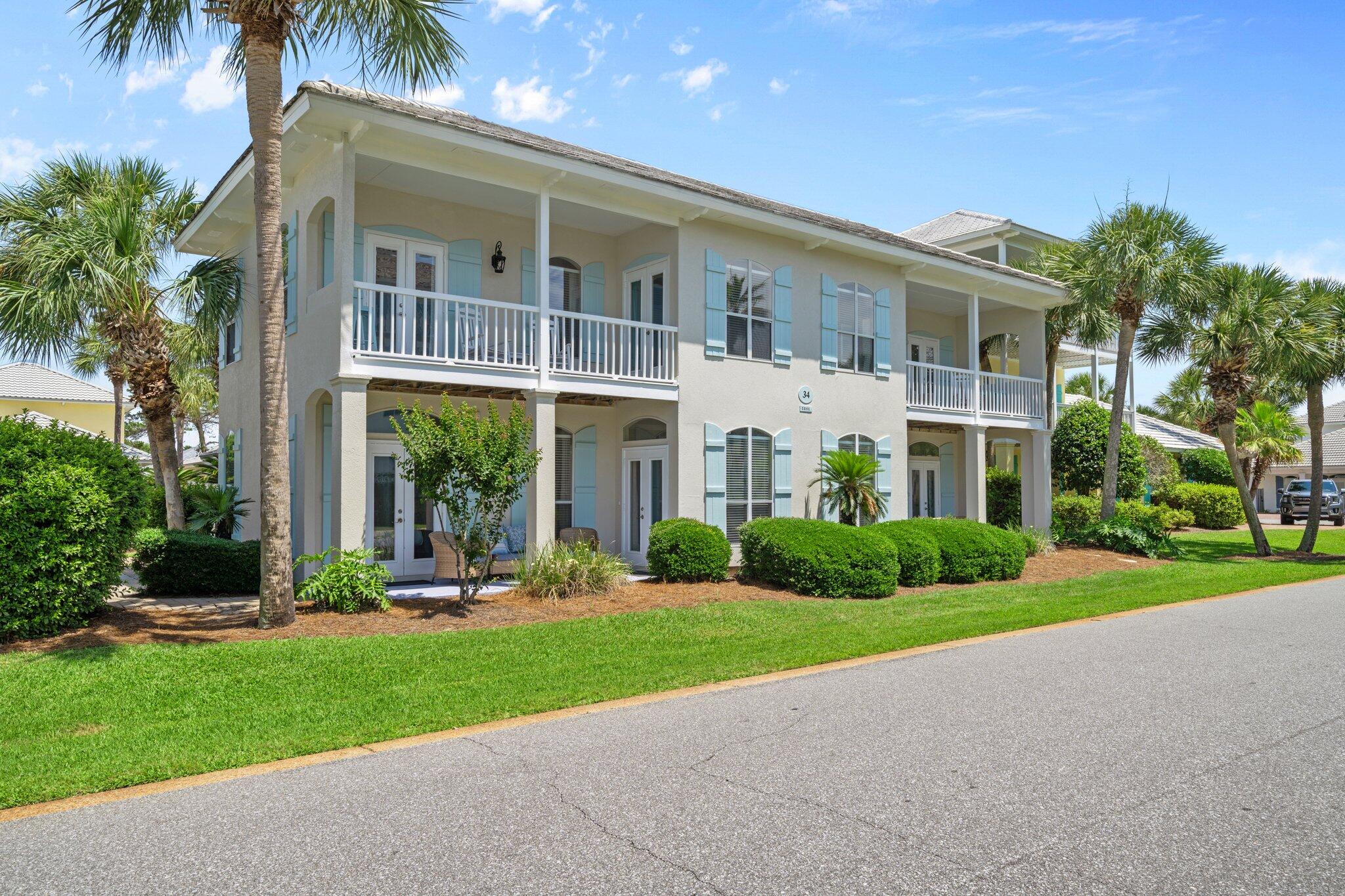 Discover the charm of coastal living at 34 Opal Cove. Located just 1,100 feet from the white sand beaches of the Emerald Coast, this is a beautifully updated, fully furnished home in the gated Emerald Shores community of Miramar Beach. With almost 2,100 sq ft of living space, this two-story property features a recently renovated kitchen, fresh exterior paint, two ensuite bedrooms (one on each floor), a third bedroom with patio access, a bunk room, and two separate living areas--one with its own kitchenette.The fenced backyard, outdoor grill, and four covered porches create inviting spaces for outdoor living. Community amenities include two pools (one heated), tennis courts, private beach access with a pavilion, restrooms, showers, seasonal tram service, beach chair rentals, and an on-site restaurant/bar. With strong rental performance and walkable access to restaurants, shops, and attractions, this property is ideal for investment or personal use.