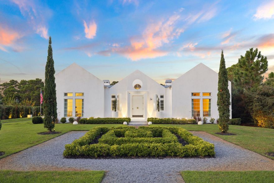 Welcome to 34 W Blue Coral Drive, a stunning blend of modern luxury and European charm, nestled in the serene beauty of Florida's Gulf Coast. Located in Blue Mountain Beach and situated off Scenic Hwy 30A, this home offers the perfect balance of resort-style living and easy access to world-class beaches, dining, shopping, and outdoor recreation.This exquisitely designed, single-level residence boasts 3,850 square feet of sophisticated living space. From the moment you step through the grand front door, you'll be welcomed by an inviting ambiance and seamless open-concept design that is perfect for both entertaining and everyday living. The central living area features a cozy fireplace framed by elegant ogee-style archways, while tumbled limestone flooring with a Schluter BEKOTEC floor system ensures year-round comfort.

The gourmet chef's kitchen is a true highlight, featuring a Belforno Italian wood-fired pizza oven, high-end appliances, and an impressive butler's pantry with ample storage and prep space.

Step outside to your private backyard oasis, where a saltwater pool awaits. Surrounded by 2,500 square feet of travertine patio, the pool area includes a tanning shelf, Tuuci umbrellas, and a soothing waterfall featureall beautifully illuminated with LED lighting and controlled via mobile app. The covered patio, complete with an adjustable louver system and automated screens, allows for year-round enjoyment.

The main residence includes three spacious ensuite bedrooms and 3.5 bathrooms, all designed for effortless accessibility. The luxurious primary suite features a fireplace with an antique marble mantle, a spa-like ensuite with marble floors, a soaking tub, and a steam shower. The separate guest houseaccessible from the pool areaoffers a private bedroom, living space, bathroom, and kitchenette, ideal for guests or multi-generational living.

Additional highlights include an oversized two-car garage with epoxy flooring, a shed for pool equipment, and smart-home features for ultimate convenience.

This exceptional property captures the essence of upscale coastal living in Santa Rosa Beach. Don't miss this rare opportunity to make it your ownschedule a private tour today!