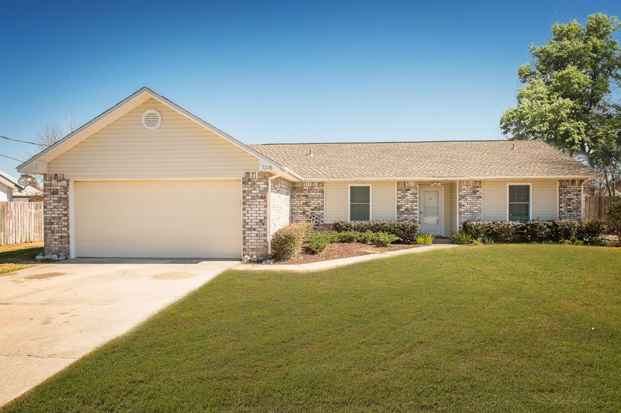 Located in Crestview, south of interstate 10, this 1600 sq ft 3 bed, 2 bath home has many upgrades that make this a great turn key home! New carpet throughout, upgraded bathrooms, beautiful kitchen, new roof, water heater, new appliances. This home features an open floorplan on a large lot. Very short drive to Eglin AFB and 7th Group. Lets get you into this beauty!