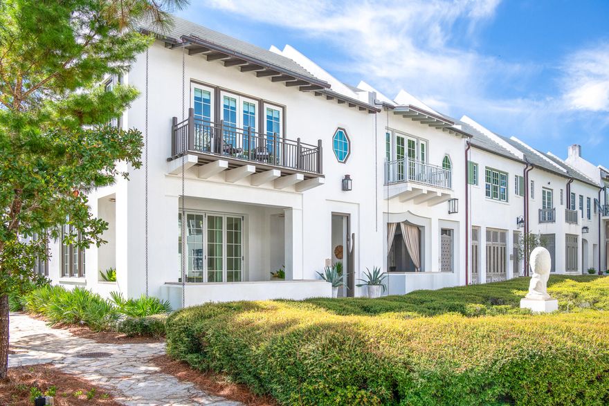 Encompassing 3,436 square feet, this custom residence in Alys Beach embodies the community's signature architectural character, drawing influence from the elegant forms of Bermuda and the courtyard homes of Antigua, Guatemala. Designed with both durability and timeless appeal in mind, the home reflects a thoughtful commitment to quality craftsmanship and enduring design. The property offers four bedrooms, four full bathrooms, and one half bath, and enjoys a highly convenient location just steps from Caliza Pool and Restaurant as well as the Gulf Green beach access. Positioned on a desirable end-cap homesite overlooking Arboleda Park, the residence also sits within close proximity to the developing Town Center, Lake Marilyn, and the Clermont Tennis courts.The main level is designed for comfortable living and effortless entertaining. A spacious living area filled with natural light opens to areas suited for both dining and gathering. Architectural details and carefully selected materials elevate the space, including Dominican shell stone accents, European oak hardwood flooring, and ceilings that rise to twelve feet. A well-equipped summer kitchen with premium stainless steel appliances supports both indoor and outdoor entertaining. This level also includes a two-car garage and a welcoming outdoor seating area that enjoys views of the park just beyond.

The upper level is dedicated to private living spaces. Four well-appointed bedrooms each feature their own en-suite bath, creating comfortable accommodations for residents and guests alike. The primary suite is positioned within the home's north wing, offering additional privacy through a separate hallway and a quiet sitting nook. The primary bath incorporates white seashell Merola Conchella finishes and features a soaking tub set within the shower enclosure for a spa-like experience. Three additional guest suites surround a relaxed family living area. One guest suite enjoys views of Arboleda Park, while a nearby lounge space overlooks the courtyard and pool, allowing natural light to filter through and creating a peaceful indoor retreat.