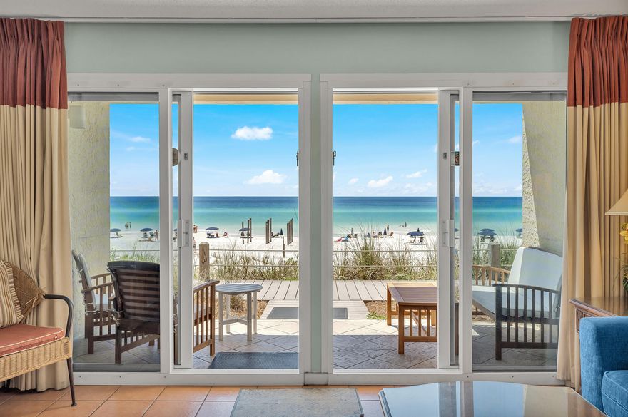 Check out this 1 bed/1.5 ba condo in Crystal Beach. YOUR BACK YARD IS THE BEACH AND THE GULF OF MEXICO, easily accessible from your patio. It could not be more convenient. In addition, you have a nice view while relaxing after a long day on the beach. This condo is also closely located to the pool and parking. No need to wait on elevator. It was recently painted and has stainless steel appliances. Sold totally furnished - turn-key ready and PRICED RIGHT! Stackable washer and dryer in the unit for your convenience. Crystal Sands is a desirable low-rise condominium right on the beach in Crystal Beach with amenities such as a sparkling pool, elevators, & a location convenient to popular restaurants such as Camille's and Soleil & an array of other fun eating places. Destin Commons with its