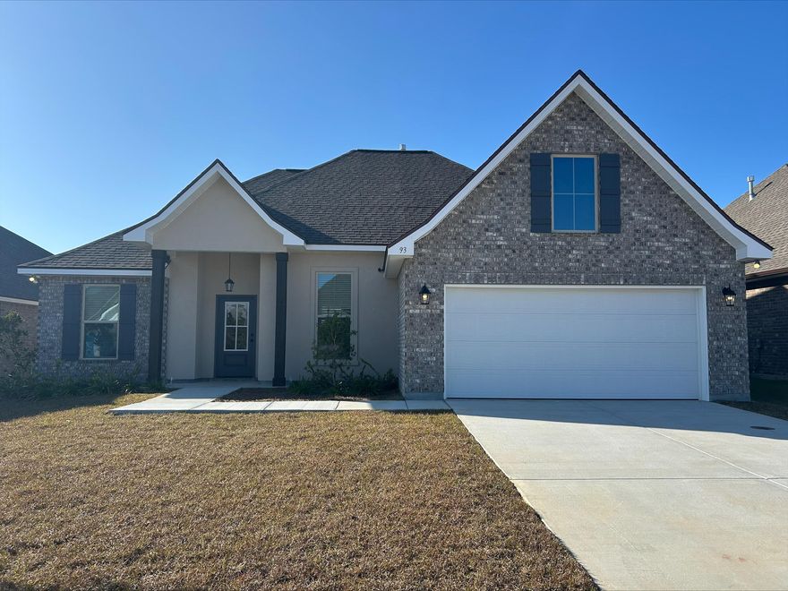 Awesome builder rate! Restrictions apply.The ROSES V B in The Bluffs at Lafayette community offers a 3BR, 2BA, open and split design with flex space and computer desk/niche. Upgrades added (list attached). Special Features: double vanity, garden tub, separate shower, and 2 walk-in closets in master bath, tray ceiling in master bed, kitchen island, walk-in pantry, covered porches, undermount sinks, LED lighting throughout, crown molding, ceiling fans in living and master, custom framed mirrors in all baths, landscaping, architectural 30-year shingles, flood lights, and more! Energy Efficient Features: tankless gas water heater, gas kitchen appliance package, vinyl low E windows, and more! Energy Star Partner.