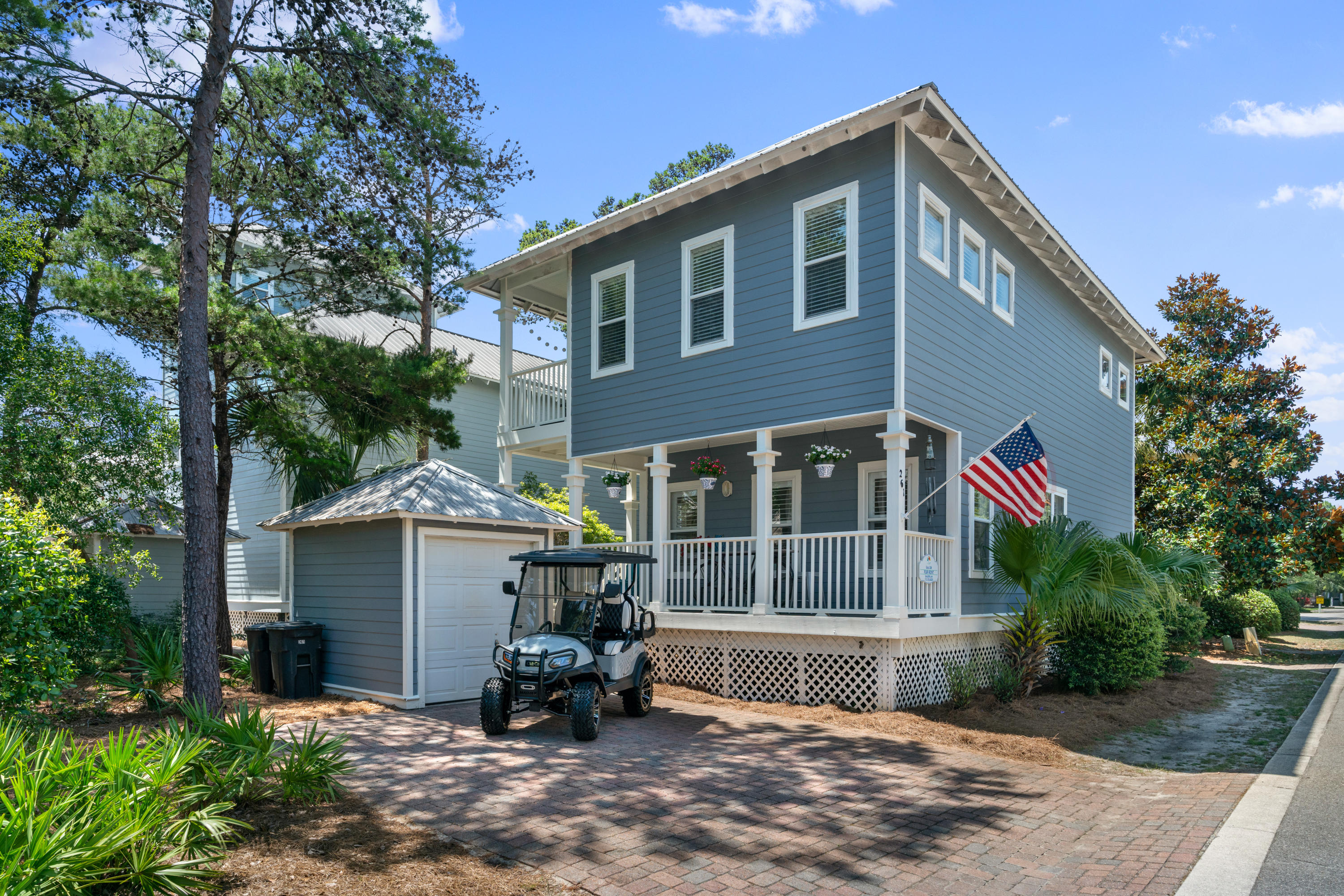 Under Contract- Accepting Backup Offers.Incredible opportunity to own a home in the gated community of OLD FLORIDA VILLAGE. This well maintained home offers 3 bedrooms & 2.5 baths w/ a Golf Cart Garage. The kitchen boosts new Whirlpool appliances & a well stocked kitchen for all your guests. The Chef will appreciate the open floor plan that extends into the family room. A dining area & breakfast bar offers plenty of seating for your guests. 3 large balconies are on the home: family room, kitchen and master suite. All 3 bedrooms are upstairs. One secondary room offers a bunk bed w/ single & the other offers a queen size bed. On the opposite side is the spacious master w/ private balcony & two separate closets. The master bath has a tub & shower comb. Premium lot & plantation shutters.