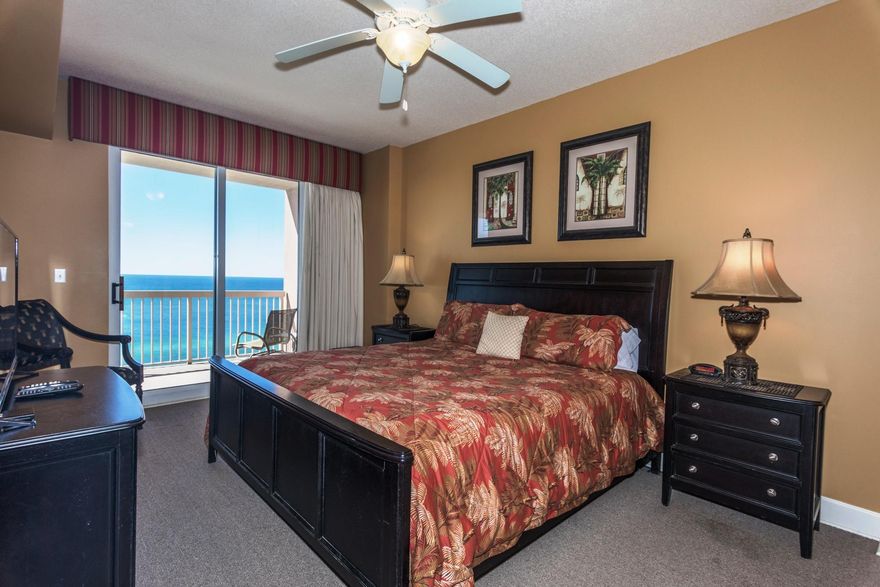 Want to Own THE BEST 2BR+BUNK ROOM VALUE on PANAMA CITY BEACH? This Sunrise Beach condo sleeps 9 with 2 king master sized bedrooms + full sized bunkroom with Twin Bunks over a Queen ! This is one of the few resorts that has under resort garage parking for all units. It also some of the lowest HOA fees on the beach and is a top rental resort. It is only 1 mile east of Pier Park and within walking distance of Sharky's and Runaway Island restaurants plus Gulf World. It features beautiful granite countertops, a full size kitchen and pantry, 9' ceilings, a generous balcony with access from both the living room and master bedroom. The master en'suite features double vanities, large jetted garden tub, separate his/her closets, and spectacular Gulf Views! Condo also features new HVAC! Your guests will enjoy their own queen bedroom suite and the kids get their very own bunk room with TV. Finally, the Sunrise HOA fees are among the most affordable on the beach and they even include full wireless internet throughout the resort. Check out their HOA budget and capital reserves and you'll see this resort is one of the best managed resorts on the beach (no HOA increases in 3 years and the entire building has been re-painted, and walkways + pool area have been totally resurfaced). You will also discover that rental revenues are some of the best in PCB! It is also one of the closest resorts to the Frank Brown Recreation Park, where many of the ball tournaments and special PCB events are staged. Sunrise is also owner controlled, which means the homeowners own the gym, the pools, and receive income from their beach chair rental. NOTE: ALL INFORMATION AND MEASUREMENTS ARE DEEMED RELIABLE HOWEVER NOT GUARANTEED. BUYER SHOULD CONFIRM ALL INFORMATION.