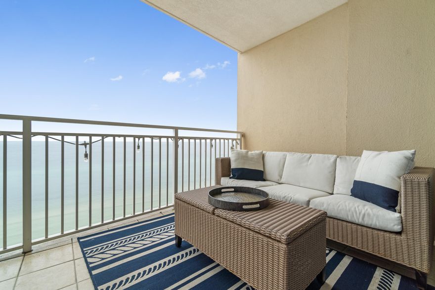 ''Beach Haven'' offers gorgeous Gulf front views from the living area and extra large private balcony. Offered fully furnished and beautifully decorated with designer finishes and located at the prestigious Emerald Beach Resort. Includes a Master Bedroom plus Hallway Bunks, 2 full baths and a sleeper sofa, which can easily sleep 6. The kitchen boasts a farmhouse sink, granite & SS appliances. EBR is located within walking distance to Sharky's, Runaway Island & other great restaurants and just a short 10 min drive to Pier Park. Amenities include: Starbucks on-site, Skybar lounge, Souvenir shop, Tiki bar at beachside pool (heated seasonally), Two more pools on the other side of property- one heated and a kiddy pool.