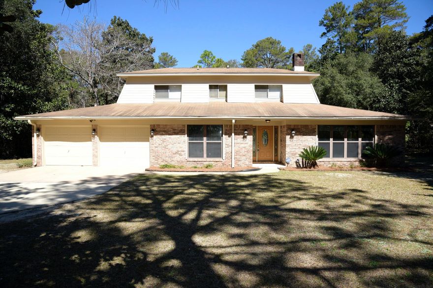 Enjoy the private setting and this beautiful home located in desirable Rocky Bayou area. This home boast a large yard and surrounded on two sides by a lush greenbelt. Spacious kitchen offers a built in bookcase, pantry, tile flooring, lots of cabinet & counter space and overlooks the beautiful backyard and sparkling pool. Charming Breakfast area has room for a hutch or sideboard plus a family size dining table. Master Bedroom is on the first floor as well as the second bedroom and bath. Upstairs features two bedrooms & full bath upstairs. Laundry room is conveniently located downstairs. Double sided brick fireplace opens into the great room area on one side and the family room on the other. Follow the paver sidewalk to the fantastic family inground pool which is   completely fenced. The two exterior sheds are perfect for all your lawn and pool supplies. The backyard offers plenty of room for many sports. The zoned sprinkler system uses city water. Owner provides pool service. Sorry NO pets & NO smoking! Any person 18 years old or older must complete separate applications. Tenants required to carry Renter's Liability Insurance while residing in the home.