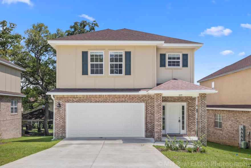 New construction! Granite counter tops and vanity tops, tiled master shower, stainless appliances, hardwood floors downstairs, crown molding and a covered porch out back. Carpet in the bedrooms, tile in the wet areas with the option to upgrade the flooring. The guest bath features a double vanity and shower/tub combo. Very large laundry room with utility sink and cabinets. The home sits within minutes to Edge Elementary, Duke Field, Eglin AFB and Turkey Creek! Contract now and buyer selects: granite, flooring, appliance color, backsplash and hardware finish. Home is 30 days from completion. Buyer can select granite and flooring. Photos show the same house, finished.