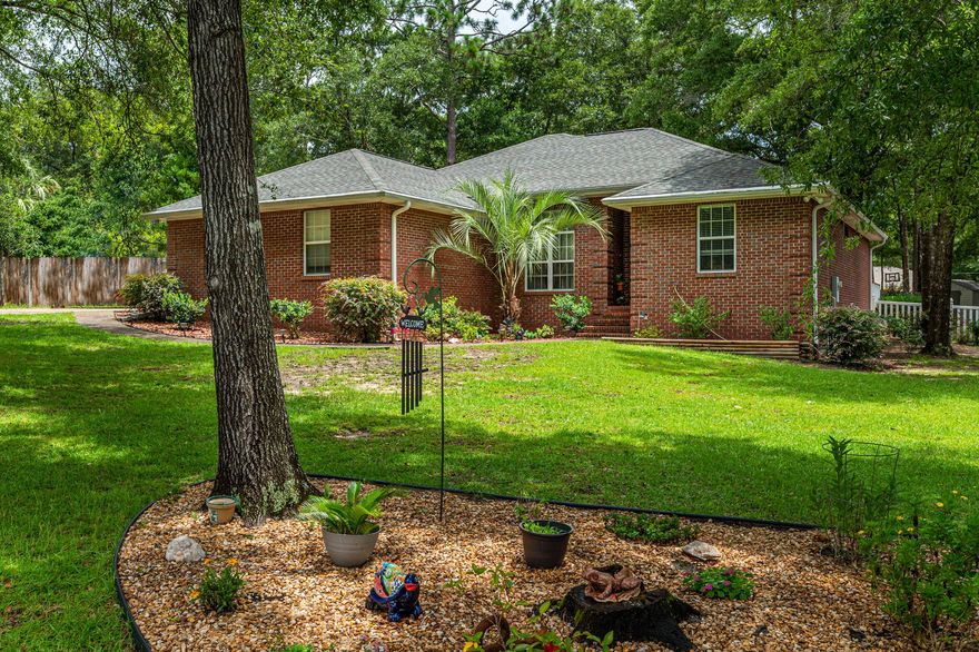 Welcome Home to beautiful Indian Trails Subdivision...this 3 bd/2 ba all brick home features high ceilings with crown molding throughout. Spacious living room boasts a gas fireplace and home has a semi open floor plan. Formal dining can accommodate your larger furnishings. Kitchen features beautiful white cabinetry, breakfast bar and adjoining dining area. Great master suite w/ access from master bathroom to laundry room. More than enough room for all those clothes with an EXTRA LARGE MASTER CLOSET!  This split bedroom plan has two additional bedrooms located off of the living room hall w/ spacious additional bathroom. Entertain guests in the enclosed patio w/ adjoining open deck. Nice level fenced back yard w/ nearly new outbuilding (power, wall unit AC and hurricane strap tie downs). Schedule your showing today! Buyer to verify all areas of importance. Complete professional portrait of interiors and backyard to be added 7/30/2022 in the PM.