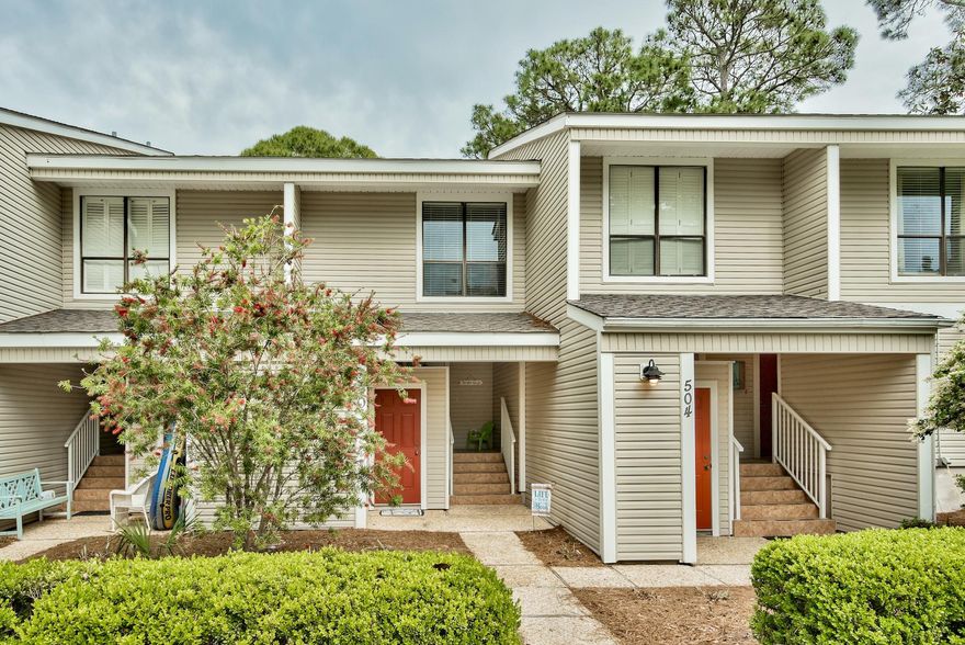 Conveniently located, this spacious fully furnished townhome is just a short golf cart ride to the beach tunnel, marina, tennis center and Village of Baytowne Wharf. Recently upgraded with energy efficient patio doors, new interior doors, new baseboards, new carpet on stairs, all new lighting and ceiling fans, smooth ceilings and painted both walls and trim throughout making this the perfect beach retreat. Offering tile flooring throughout the first floor entry, kitchen and living areas and a gourmet kitchen with granite counters, stainless steel appliances and custom backsplash. An open and airy floorplan sets the stage for a relaxing view overlooking the Links Golf Course #12 green. Two designated parking spaces make life easy for parking or leaving a golf cart