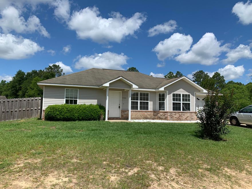 CONVENIENT!!!! 31 minutes to Eglin AFB, 26 minutes to Niceville on Hwy 285.  PECS plumbing, prewired for phone , TV and computers, Tiles in the entry way, Bathrooms Dining Area, and Kitchen.  Energy Efficient blown Celulose wall and ceiling insulation, Cathedral Ceiling.  Septic cleaned 2021, HVAC 2021, Water heater and Roof (sellers are currently in process of replacing it), they are doing repairs as well, large backyard, Fenced 2020, Ref and Dishwasher original, Microwave 2024, Stove 2020.  This House is great for STARTER or Investment Rental. Electric: Chelco Electric Company
Water: Auburn
Internet: (Sellers does not know)
Septic: Rogers and Grant Septic Tank Company
