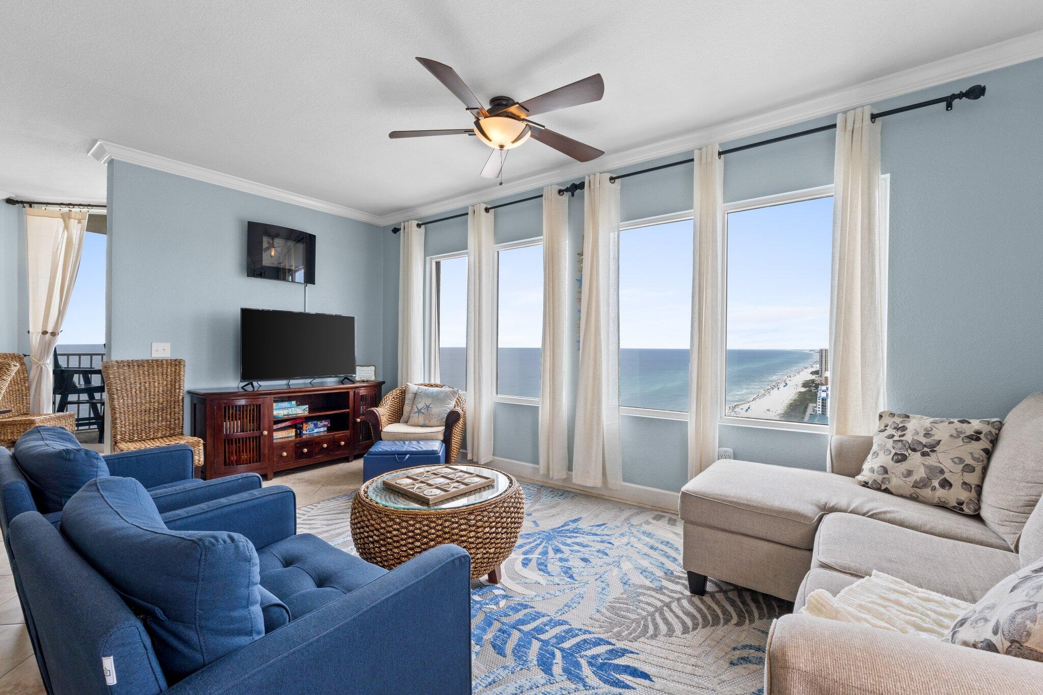 Discover your slice of paradise at Tidewater Unit 2300, a spectacular 2-bedroom, 2-bathroom condo in the heart of Panama City Beach. Perched high above the shimmering Gulf waters, this unit showcases breathtaking Western views, offering sunsets that will leave you in awe. Step inside and find a fully furnished space designed for both relaxation and style. The kitchen comes completely stocked, making this a true turnkey acquisition. From day one, you can enjoy everything this condo and the incredible Tidewater community have to offer. Tidewater's world-class amenities are second to none. Enjoy two sparkling pools, hot tubs, a well-equipped gym, and a theatre for movie nights. For indoor relaxation, there's an inviting indoor pool. Step outside and discover direct access to the white sand beaches, the convenience of ''Tides'' on-site restaurant, plus the laid-back vibe of the outdoor Tiki bar. Whether you're looking for a personal retreat or a lucrative investment, this condo checks all the boxes. It's more than just a property; it's a dream lifestyle ready for you to enjoy the moment you close. Don't miss your chance to call Tidewater Unit 2300 home. Schedule your private viewing today!