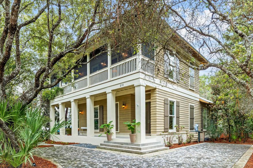 Welcome to 216 Wilderness Way in the gated Western Lake neighborhood of Lake Place at Grayton Beach with community dock and swimming pool.  Live in a private enclave with no short-term rentals where nature beckons you to enjoy sunsets over Western Lake, biking, walking, kayaking and stand-up paddle boarding.  Only forty-nine platted homesites on approximately 20 acres are bordered by state park and Western Lake making this a sought-after enclave for full time and second home residents. Architect, Tammy Massey, created conceptual plans to increase home to a 4 bedroom with extended living area and a garage.  Plans available upon request.  This beautiful 3 bedroom, 2.5 bath home is nestled on a treed lot with twisted oaks and tall pines. Two graciously sized wrap around porches on each level provide peaceful ''porch-style'' outdoor living amidst nature and captures southern breezes. A list of extensive improvements is available, naming a few includes upgrading the kitchen, remodeling the master bath and guest baths, customizing the pantry and master closet, fresh exterior paint and much more! As you ascend the staircase you are welcomed to the main living area open floor plan which lets on to the screened porch with gas grill and is ideal for outdoor gatherings and dining.  The bright and airy kitchen draws the eye to the white painted cabinetry nearly reaching the ceiling while an expanse of countertop space and a customized pantry pleases the resident chef for stowing and organizing kitchen essentials.  You will enjoy a sense of seclusion yet convenience to the 30A bike path, beaches, shopping, walking to dining and the coastal towns of 30A, all while nestled away among nature. We invite you to experience this neighborhood and make an appointment to discover the beauty of 216 Wilderness Way at Lake Place at Grayton Beach.