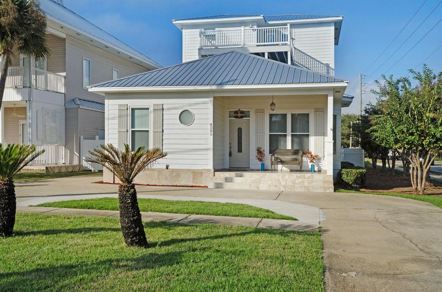 Awesome FURNISHED Florida Cottage is Just 2 Blocks to the Beach! This fully renovated beach home features 5 Bedroom / 3.5 Bath with Bunk Room & Loft. Upgrades include a new metal roof, new impact windows, new quartz counter tops, stainless appliances, new light fixtures. The entire 1st floor features porcelain wood style flooring along with a 1/2 bath, bunk room & master. The bathrooms all feature new granite tops, toilets, showers & bathtubs with tile surrounds. Laminate wood floors are featured on the 2nd floor in both bedrooms as well as the 3rd floor bonus. Enjoy the view of Crystal Beach from the 3rd floor balcony that has been renovated with new composite decking. There also two new A/C units.