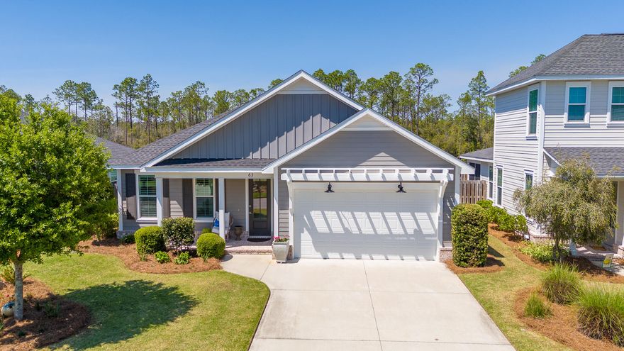 Welcome to the tranquil elegance of Watersound Origins.  This lovely single-story home offers a spacious open floor plan with 9-foot ceilings, quartz countertops, Bosch gas stove, tankless water heater and luxury vinyl flooring--all combining comfort with coastal style. Beautifully integrated built-in closets offer both functionality and seamless design.  The Bella plan includes 3 bedrooms, 2 bathrooms, and a 2-car garage.   ChargePoint EV garage unit  installed and ready for the new owner.  The Origins community boasts outstanding amenities, fostering an active and social lifestyle, within close proximity to stunning beaches, shopping, and dining. Surrounded by the natural beauty of the Florida Panhandle, this home is your gateway to the best of Florida living.