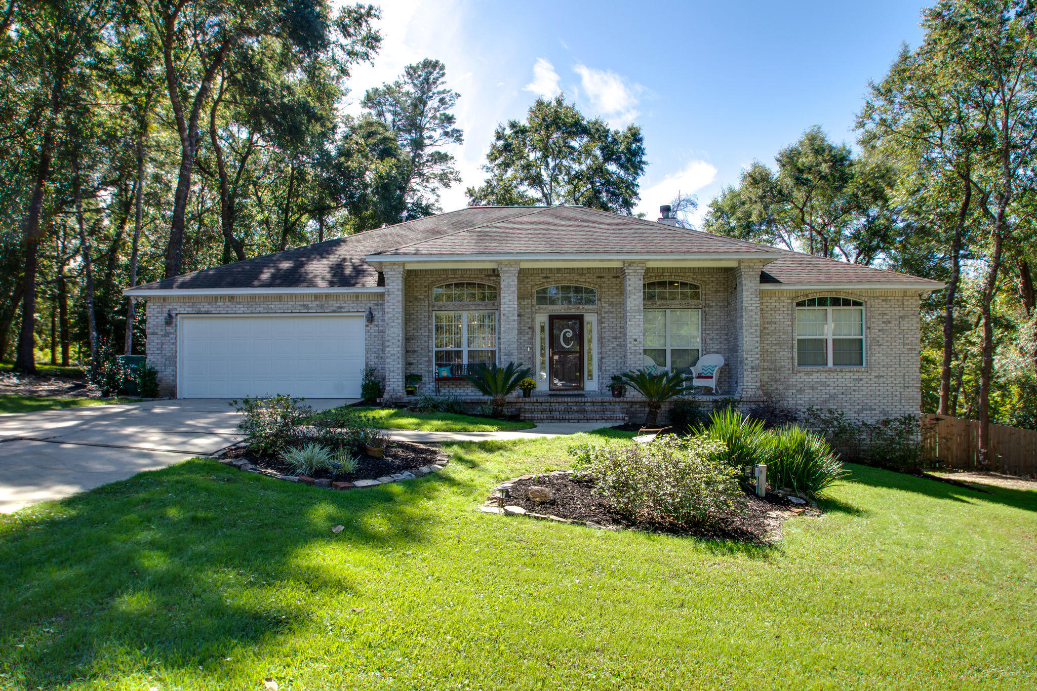 Rocky Bayou culdesac home on beautiful large lot that backs up to green space - you will be so impressed with the curb appeal and tranquil setting! 4 bedrooms/3 baths; split bedroom plan, great room with built-ins & gas fireplace, new frig & gas range, fully fenced back yard w/large deck & paver patio, eat-in kitchen w/breakfast bar & separate dining room, office/flex space, high ceilings throughout home, transom windows, surround sound, updated recessed lighting, security system, large front porch, and so much more. Walk to the lake, or enjoy the community pool or golf course. Fantastic location in Niceville with easy commute to military bases, schools, shopping and beaches. Buyer to verify all deemed important information.