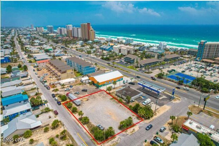 Three 50' x 115' lots totaling 0.4 Acres. located at the southeast corner of Upas Street and Beach Drive.----Prime residential and/or Commercial Development Opportunity. Investors, Builders & Entrepreneurs take notice! &#127958;&#65039; An exceptional opportunity awaits on Beach Drive in Panama City Beach, just 900 feet from the Gulf of America! The attached site plan includes five +/-1,800 sq. ft. townhomes. Location: Short walk to the Beach, surrounded by new construction homes, high-rise condos, restaurants, public beach access, and major attractions Not in a flood zone - despite being only steps from the beach! Excellent for commercial, mixed-use, or multifamily development. Zoning & Development Details: Zoning: C-1 Neighborhood Commercial within unincorporated Bay County. Density: Up to 15 units  per acre. Max Building Height: 35 feet. Impervious Surface Ratio: 60%. Floor Area Ratio: 100% Setbacks: 20 ft. front/rear, 5 ft sides. The adjacent Sunny Side Beach Store is also for sale