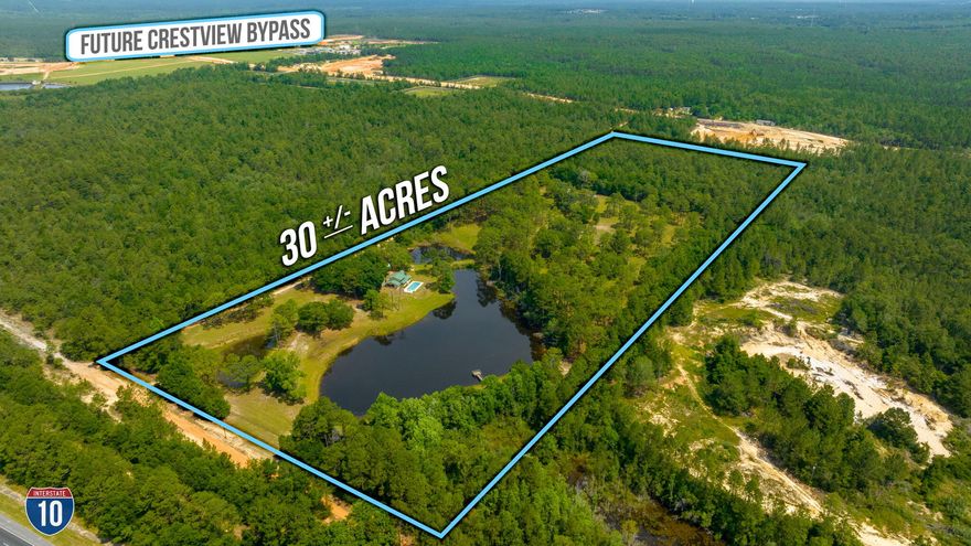 CURRENTLY MIXED USE ZONING AND FLU WITH 2.0 FAR + 25 UNITS / ACRE DENSITY.. Previous Feasibility Study reflects RV Park capable of 140+ sites. This property has been annexed and accepted into the City of Crestview. ZONING AND FLU ADJUDICATION WITHHELD - A NEW OWNER / BUYER MAY SELECT MIXED USE OR COMMERCIAL. POTENTIAL FOR ON SITE DRAINAGE MGMT, OR FILL FOR HIGHER DENSITY. Easy access from I-!0 and adjacent to Lowe's, new Texas Roadhouse, and new development. Due north under construction is the new paved highway, ''Crestview Bypass'', which will greatly improve access. Rasberry Rd directly adjacent to the south is said to be in stages of planning for improvement. Dense Retail Corridor, Strong National/Credit Tenant Presence, Across From Three Major Shopping Centers.