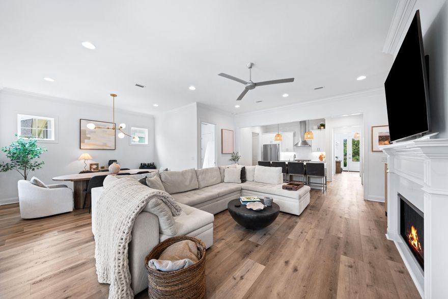 PRICE IMPROVEMENT!  This exceptional like new single-story home showcases coastal-inspired design, modern upgrades, and a seamless open floor plan perfect for everyday living or entertaining. Offering 4 bedrooms, 3 bathrooms, and soaring 10' ceilings, every space is thoughtfully crafted with comfort and style in mind.At the heart of the home, the chef's kitchen boasts an expanded quartz island, custom wood cabinetry with soft-close features, and Bosch stainless steel appliances including a gas range with vented hood, built-in microwave drawer, and refrigerator. The spacious living area is anchored by a gas fireplace with custom mantel, while recessed lighting and modern ceiling fans add warmth and ambiance throughout. Upgraded touches continue with custom shelving in all closets and pantry, crown molding and luxury vinyl plank flooring for a polished yet durable finish. Step outside to enjoy an expanded screened back porch with heirloom brick flooring and a private fenced backyard, creating the ideal retreat for both relaxing and entertaining. Additional highlights include a two-car garage, tankless hot water heater, and irrigation system for effortless everyday living.

Located within Watersound Origins' Longleaf Park neighborhood, residents enjoy exceptional community amenities such as a resort-style pool, fitness center, golf course, and miles of trails surrounded by natural beauty. This home is the perfect blend of modern luxury and laid-back coastal living in one of 30A's most desirable master-planned communities.