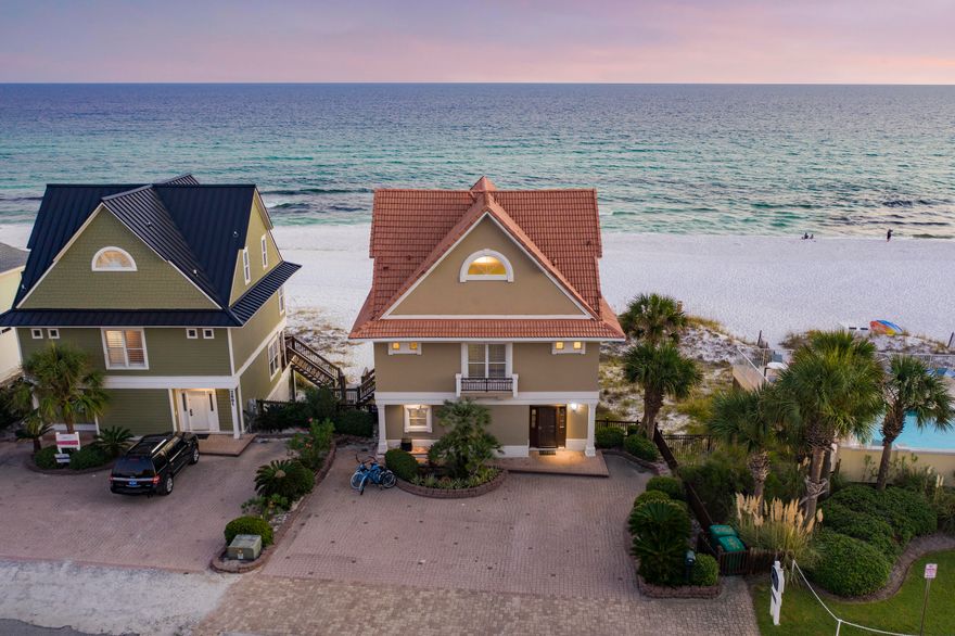 Experience the ultimate in coastal living at Emerald Belle, a beautifully appointed 3BR, 3.5BA gulf-front home offering 55 feet of private beach frontage, direct beach access, and NO HOA. Located in the heart of Miramar Beach, this three-story residence features an open floor plan with hardwood flooring, crown molding, and sweeping Gulf views from the main living areas. The kitchen is ideal for entertaining with granite countertops, stainless steel appliances, and a breakfast bar. Enjoy expansive gulf-front decks, generous living space, and a top-floor primary suite with a private balcony--perfect for soaking in the views and coastal sunsets.