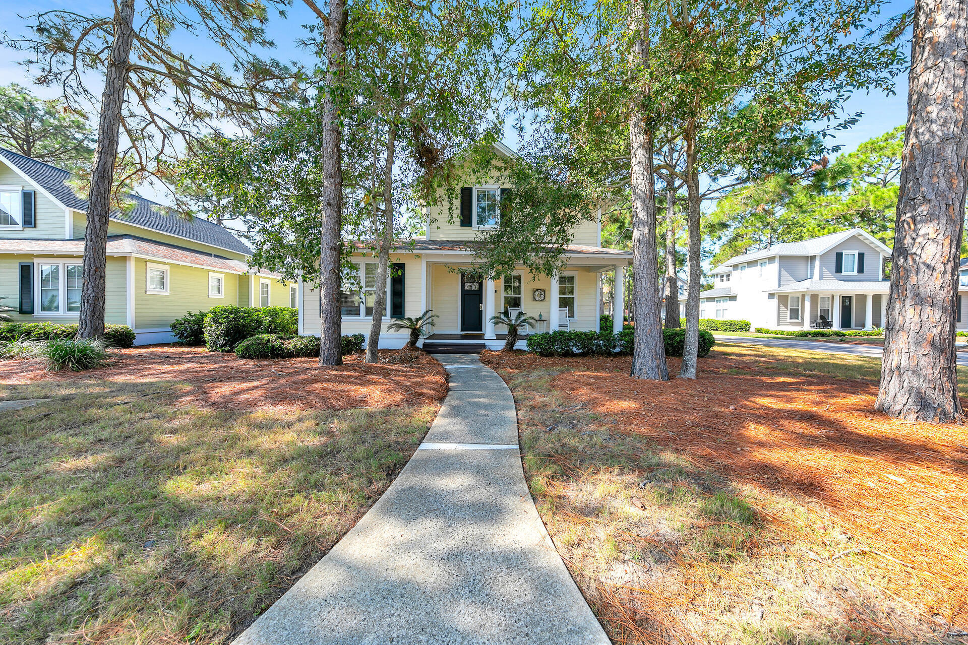 *Under Contract with a 72 Hour Kick Out Clause* Nestled within the private enclave of Laurel Grove, this home is a true masterpiece of comfort and style. Offering three bedrooms and three bathrooms, it provides a luxurious sanctuary in an exclusive part of the gated Sandestin community.This residence boasts a main floor master suite, allowing for both convenience and privacy. The main floor also features an additional guest bedroom, perfect for family and friends or as a versatile home office space. Throughout the home, you'll find the grace of 9-foot ceilings, creating an open and airy ambiance. The stunning cathedral ceilings in the main living room are a testament to architectural beauty, making this space ideal for relaxation and entertaining.