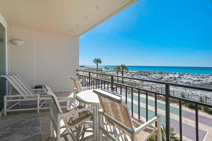 Immaculate 1 BR 1.5 BA unit on the 2nd floor of the Breakers! Don't let 2nd floor fool you - this unit has incredible water views! Fully furnished with comfort and style in mind, this unit has been updated and is TURN KEY. Upgrades include recessed lighting, scraped popcorn, textured Spanish lace walls (in hallway), and tile throughout (NO CARPET). Kitchen has granite countertops, breakfast bar, and matching wet bar around the corner. Living room is spacious and has pull out couch, office area, and large flat screen tv. Washer/Dryer in unit. New insert shower/tub combo in the private master bathroom.  HVAC 2015. Water Heater 2016.