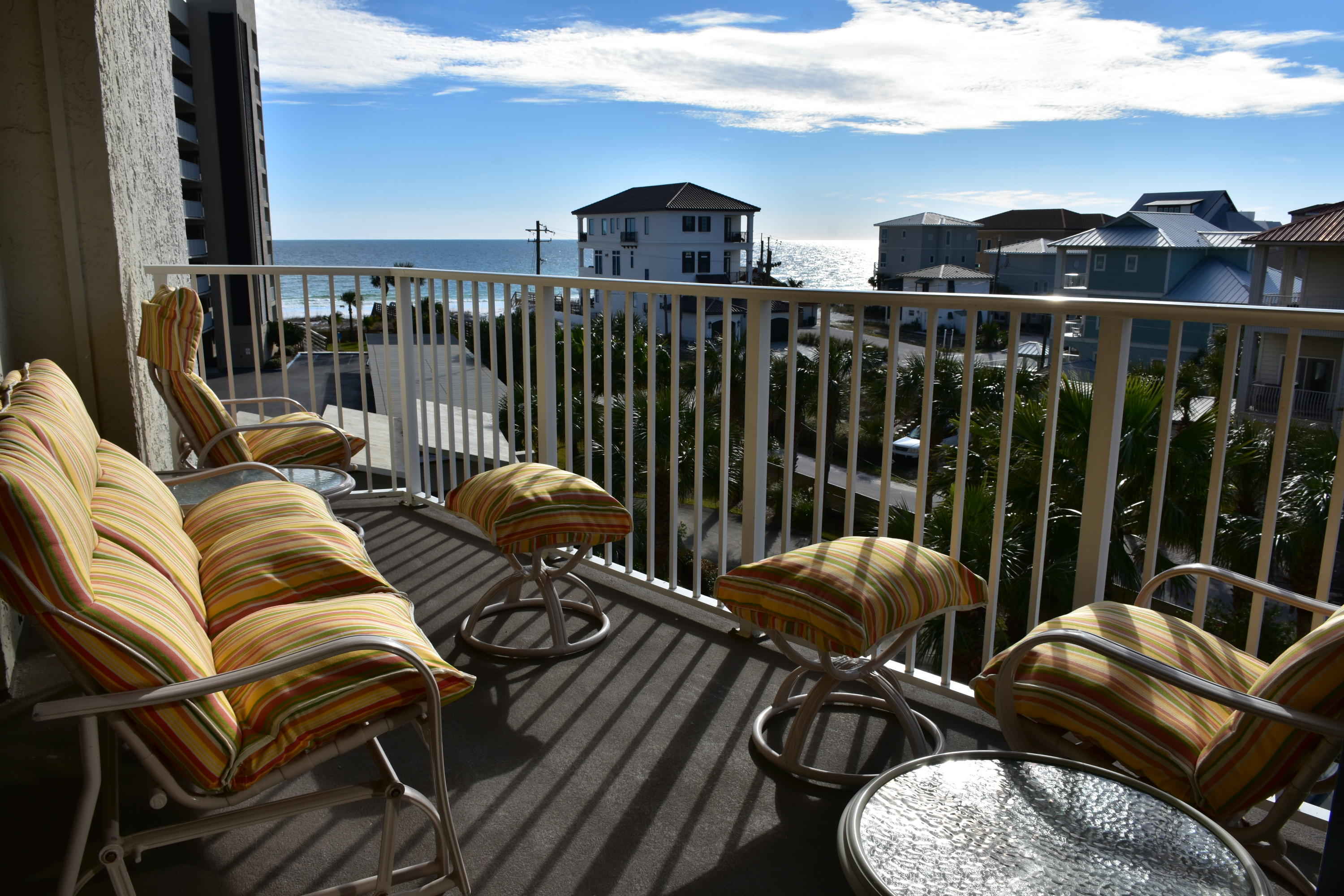 Motivated Seller ready to move! Make an offer! A two bedroom, 2 bath furnished and decorated condo in Mainsail. You will enjoy the gorgeous views of the emerald green waters of the Gulf of Mexico. Interior features include crown molding, tiled flooring laid diagonally throughout. The kitchen marble tiled countertops, under mount lights, back splash and stainless steel appliances. Upgraded master bath walk-in tile shower and raised vanity. This unit is great for permanent or second home or vacation rental. Easy quick access to the amenities, beach, parking, elevator and the building stairs. Mainsail amenities include the beach, 2 pools (one heated), tennis courts and 24 hour security. Great location near Silver Sands outlet mall, restaurants, golf courses and much more!