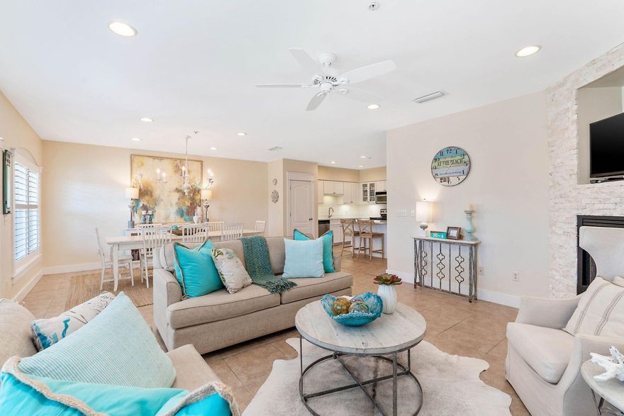 Welcome to ''Sunshine Sabbatical,'' located along 30A in the highly desirable gated community of Villas at Seagrove Beach.  This 3 Bedrooms and 3 baths ground floor condo is fully furnished and turnkey ready.  This unit offers 2,124 sq. ft. of open concept living space that is perfect for entertaining. The kitchen features stainless steel appliances and recently upgraded quartz countertops, white cabinets and travertine tile backsplash.  The wide-open primary bedroom offers a large walk-in closet.  The primary bath has two vanities, a separate tile shower and a whirlpool bath. Enjoy your morning coffee on the large patio which is next to the community heated pool or head over to the private, deeded beach access located seconds away directly across from the complex.