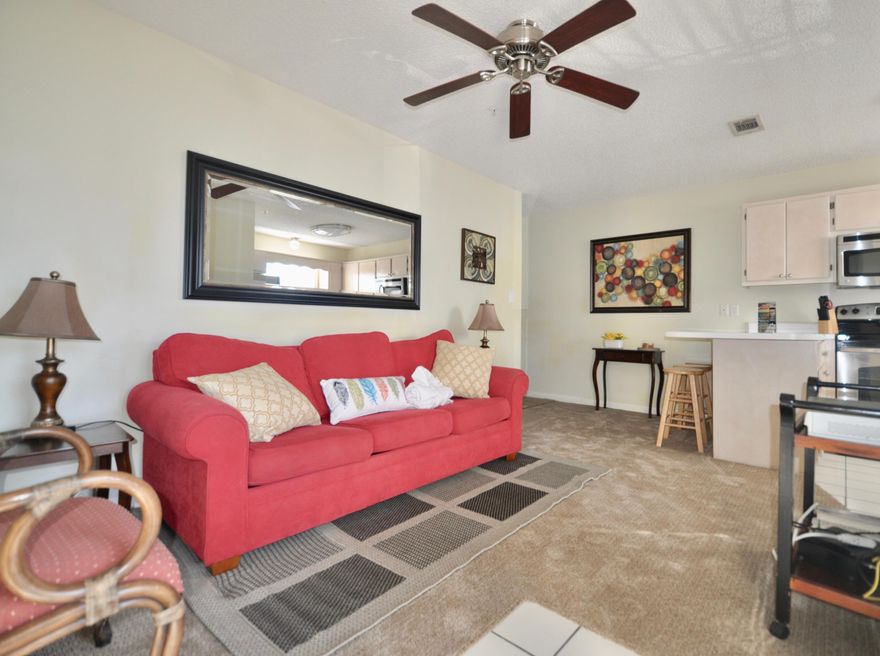 Owner is ready to sell - new carpet in the main living area, adorable condo and priced right! Directly on the south side of Hwy.98 across from Big Kahunas. Deeded beach access. This is a full 2/2 with a washer and dryer in unit. Stainless Steel appliances and convenient location. St. Martin has pool, meeting room, bbq grill area. This building has recently been updated. New hardy board, new roof, and new railings and the AC is only 2 years old. Carpet was just replaced in the main living area. Lowest priced unit currently available in this building. Close to shopping and restaurants and just a short stroll to the private gated beach access. Rents well or a great second home or permanent home.