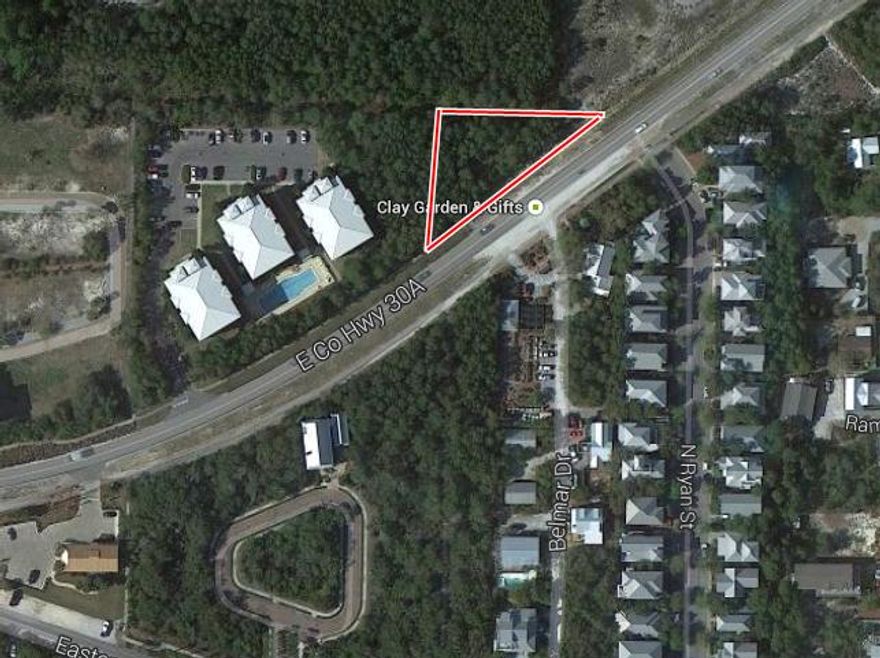 LEAST EXPENSIVE VACANT LOT FOR SALE ON 30A!! Property is zoned Village Mixed Use (VMU), which is 12 units per acre. You could build 2 units or a live/work building with retail/office on 1st floor and residential above. Property consists of 2 parcel IDs. Buyer to verify all information dimensions.