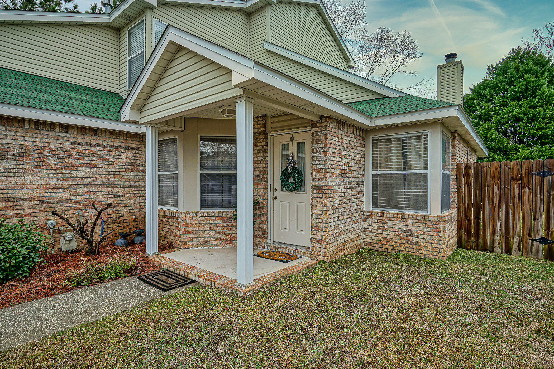 Welcome home to your exceptionally well maintained BRICK and siding home. Nestled on a one street cul-de-sac w all lawn care provided. Searching for a gas grill and gas fireplace with master bedroom on the 1st floor; you've found it! This custom built home has sprinkler system, lawn pump, privacy fence 3 years old and only one other connected home. Joined at the garages for low noise: No expense spared. Ample parking, quick drive to Hurlburt AFB, FWB Medical and lovely white sand beaches. Upgraded Home Warranty w roof coverage, WDO Inspection and Home Inspections provided with all repairs deemed necessary to be completed. Seller assisting with closing costs. Looking for zero maintenance, move in ready w upgraded kitchen under 280k; welcome home