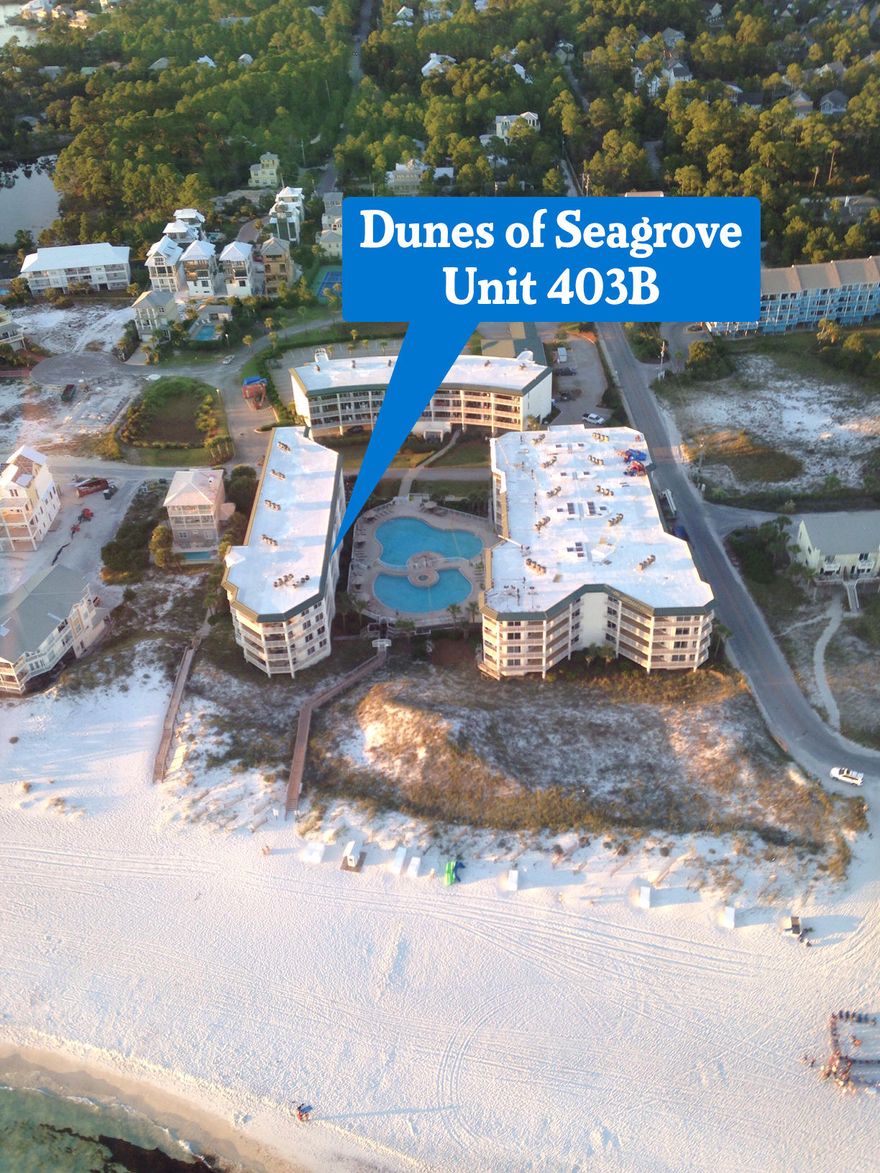 Terrific 2 bedroom, 2 bath unit with bunks and a VIEW! Unit is beautifully furnished, recently updated, situated in the preferred B building and now offered for sale. Located on the fourth floor, unit has 10' ceilings. The 331 sq.ft. eastern-facing balcony looks over the pool and to the gulf. The coastal chic beach theme is reflected in soft furnishings and quality Stickley furniture. In the last few years, owner renovated the kitchen, replaced the HVAC, tiled the balcony, added balcony furniture. Dunes of Seagrove has on site check-ins and on site association management. Amenities include the 2 pools, work-out area, sauna, and tennis court. Off the busy strip of 30-A, location is perfect for access to dining, shopping, and biking. (Buyer to confirm all information, fees, measurements.