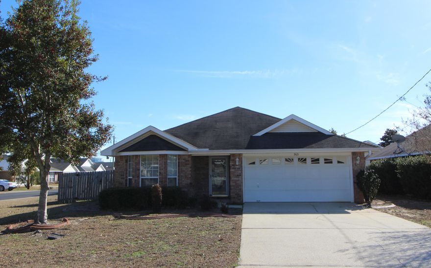 All brick 3 bedroom, 2 bath home, located close to Hurlburt Field and close to area beaches. This well maintained home offers a fenced in back yard, large patio, 2-car garage, and lots of natural light. The seller has added nearly $10,000 in property improvements. Seller added concrete slab in back yard and utility shed, new water heater, and new fence along street-side of home. Great location!