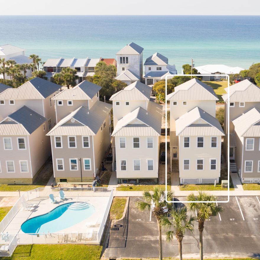 'CURRENTLY UNDER CONTRACT, SELLER WILL CONSIDER BACKUP OFFERS' Your opportunity to escape to paradise with this 4 bedroom/4 FULL bath 3 story expansive cottage, offering stunning views of the Gulf of Mexico from its south-facing balconies. Nestled on the north side of Scenic Highway 30A, just west of Alys Beach, this home boasts a PRIME LOCATION  for enjoying the best of coastal living. Relax and unwind in the open living areas, featuring neutral color tile floors and ample natural light. The second-floor living space seamlessly flows onto a balcony with panoramic Gulf views, perfect for entertaining or enjoying the sunset.This beach home offers plenty of room for family and guests.  Enjoy the coastal lifestyle with full-length balconies across all three levels of the home, offering prime seating for taking in the sights. A natural landscape buffer adds privacy, while the community pool provides a refreshing retreat on warm days.
With its desirable location and comfortable accommodations, this home presents an excellent opportunity for vacation rental income, making it a smart investment for buyers seeking a gulf view retreat.
The public beach access is a only a four minute walk from the front door to your feet in the sand. Seabreeze Cottages is a quaint community  with only 12 beach cottages, perfect for a peaceful getaway. Don't miss out on this fantastic opportunity to own a slice of paradise along Scenic Highway 30A. Schedule a showing today and start living the beach life you've always dreamed of!