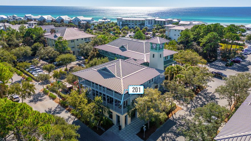 WATERCOLOR Town Center Condo, recently updated.  Listed as a one bedroom with an office space with bunks that comfortably sleeps 4 .Short distance to the Beach Club, shopping, dining, tennis, and the bike trail. Completely updated kitchen and Master Bath. One story floor plan and elevator to unit make it easily accessible.  Large covered porch facing North allows plenty of space to relax and will make this property a great destination .