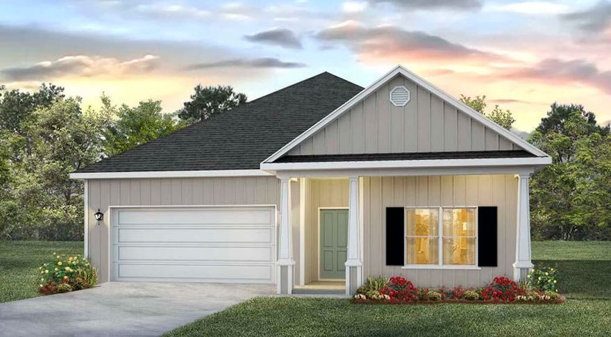 Welcome to Hammock Oak Estates. New to the market this home features an open concept design with the kitchen overlooking the living and dining areas. Trey ceilings in bedroom one and living room per plan, beautiful LVP flooring throughout the common areas, and Quartz countertops. Additional interior features include, brushed nickel hardware on interior doors and plumbing fixtures. Bedroom one features a separate 5' tile shower with door and a tub in bath with a walk-in closet. The kitchen is equipped with an stainless appliance package that includes, a smooth top stove, microwave and dishwasher. Exterior features include a two car garage with auto opener, fully sodded yard, and landscaped front flower bed. This home is also equipped with Homes is connected, Smart Home package.