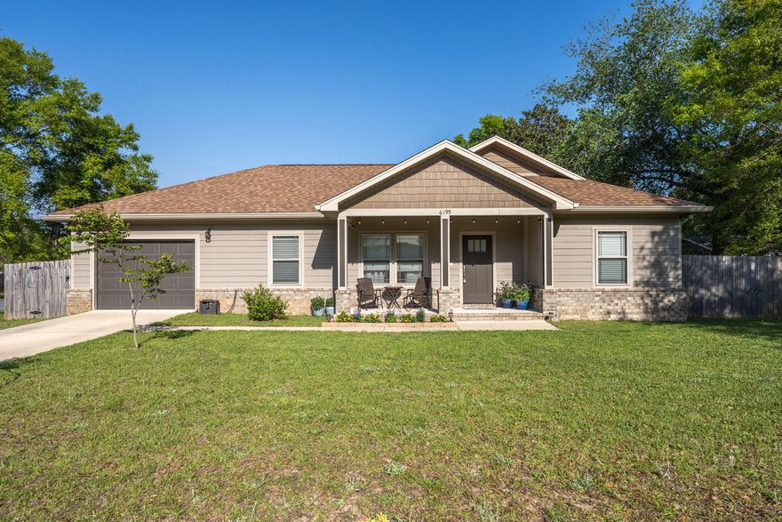 Fantastic like new home located in north Crestview situated on a 0.35 acre corner lot! Inside, you will find LVP flooring throughout the main living and wet areas and a split floor plan with spacious bedrooms. Tired of the same old builder grade home? Here you will find some unique features that make it stand out in the crowd- crown molding, a mud room off the kitchen leading into the separate laundry room, the master bathroom has a separate vanity to sit down and get ready, and the master bedroom features trey ceilings! The sellers have added a privacy fence, screened in back porch, and shed creating a great start to a mini homestead with fruit trees and a vegetable garden to boot!