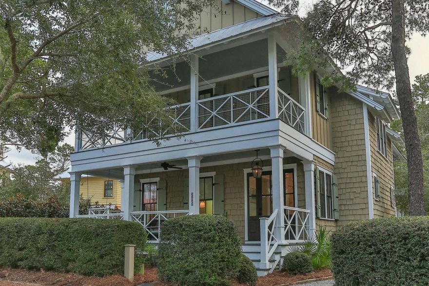 Charming 4 br/4.5 bath home with tons of character. Are you tired of seeing the same interior in every house you view? We invite you to check out this unique beauty. Tucked away at the corner of Scrub Oak, next to the bridge leading to the tennis courts.  Bike or walk to the beach club & all amenities without having to deal with  traffic on Western Lake Dr.  Home backs up to green space so screened porches on both levels offer lots of privacy.  Open living/dining/kitchen w/ 6 burner range.Fireplace and built in cabinetry in living room. French doors open to the large screened porch, providing even more space to relax. All bedrooms are ensuite, custom bunk room and gorgeous master w/sleeping porch. Hurry, it won't last long!  Room for pool or carriage house.  Artwork excluded.
