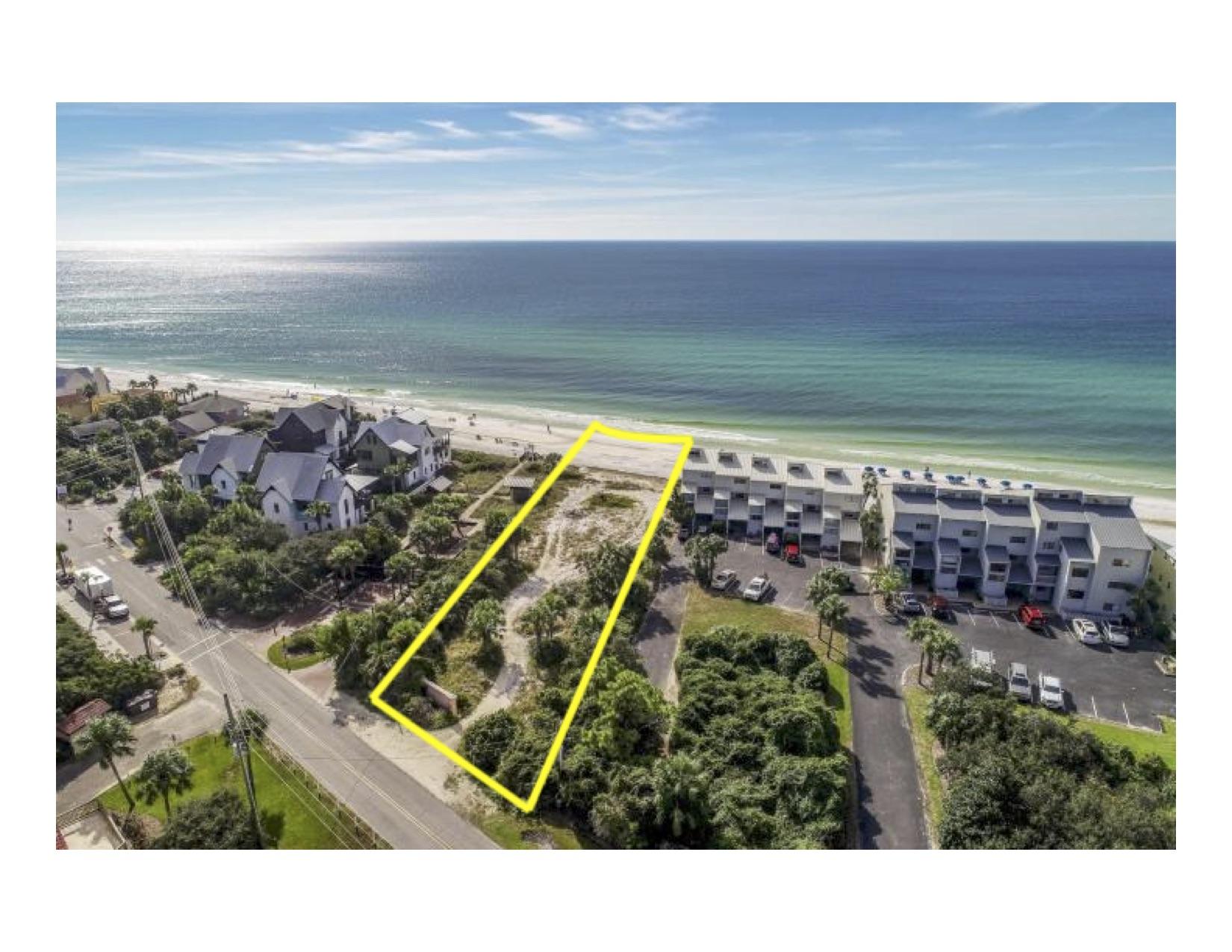 Almost 1 acre on the Gulf in Blue Mountain Beach just off Scenic 30A. Approximately 77 feet of Beach frontage, zoned Neighborhood Infill. One of the only Beach Front Development opportunities available along 30A (3 or more units potential). Also has potential as a large residential retreat of more than one home.