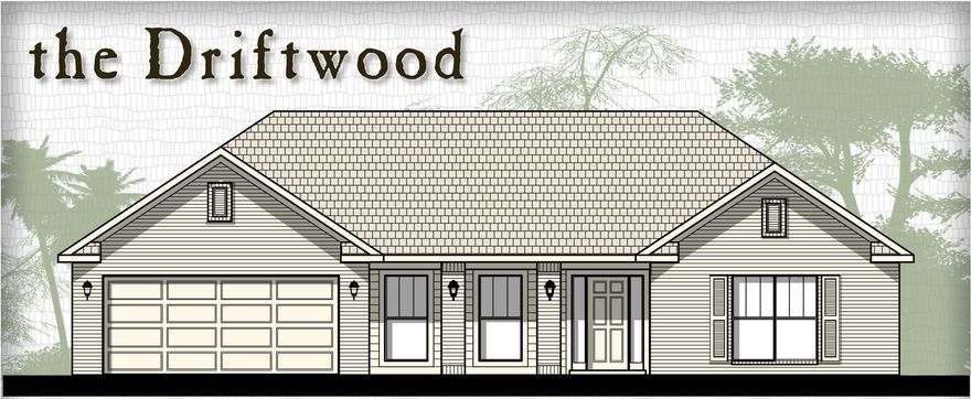 The Driftwood is a brand new plan for Holley Hills. Covered front porch invites you into the foyer with a great open Dining Room with a 10' ceiling. Family Room and Kitchen continue that open concept into a Breakfast eat-in area with vaulted ceiling. Stainless Steel Kenmoore appliances compliment the large granite island and granite countertops. Oversized Pantry with lots of storage & separate utility room off the entry to the 2 car garage. Split bedrooms allow plenty of privacy for the Master Suite. Master Bath has two separate sinks, walk in shower and soaking tub. Oversized Master walk-in- closet. Large Lanai with ceiling fan over look the back yard to offer plenty of room to relax and entertain.
