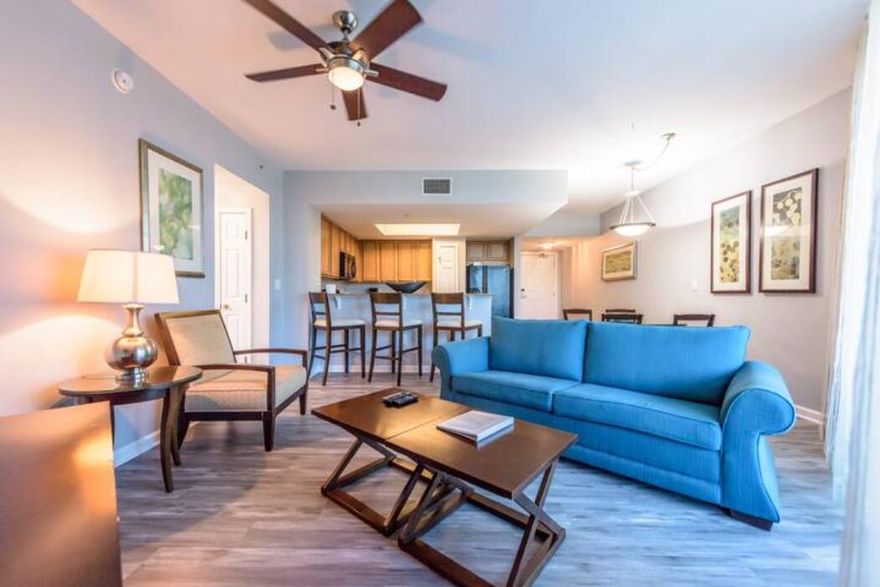 This cozy two-bedroom condo offers a spacious open-concept living and dining area, perfect for relaxation and entertainment. Step out onto the large balcony and enjoy the stunning views facing westward. The resort boasts a beautiful lagoon pool and water features, creating a serene atmosphere for guests to unwind.Onsite amenities abound, including multiple pools with cascading waterfalls, a rejuvenating hot tub, a playground for the little ones, a fully-equipped fitness center, and courts for tennis and basketball enthusiasts. Recent additions include an on-site restaurant, serving delectable meals for lunch, dinner, and even room service.During the peak season, guests can take advantage of the convenient shuttle service to the nearby June White Decker Public Beach access. Plus,