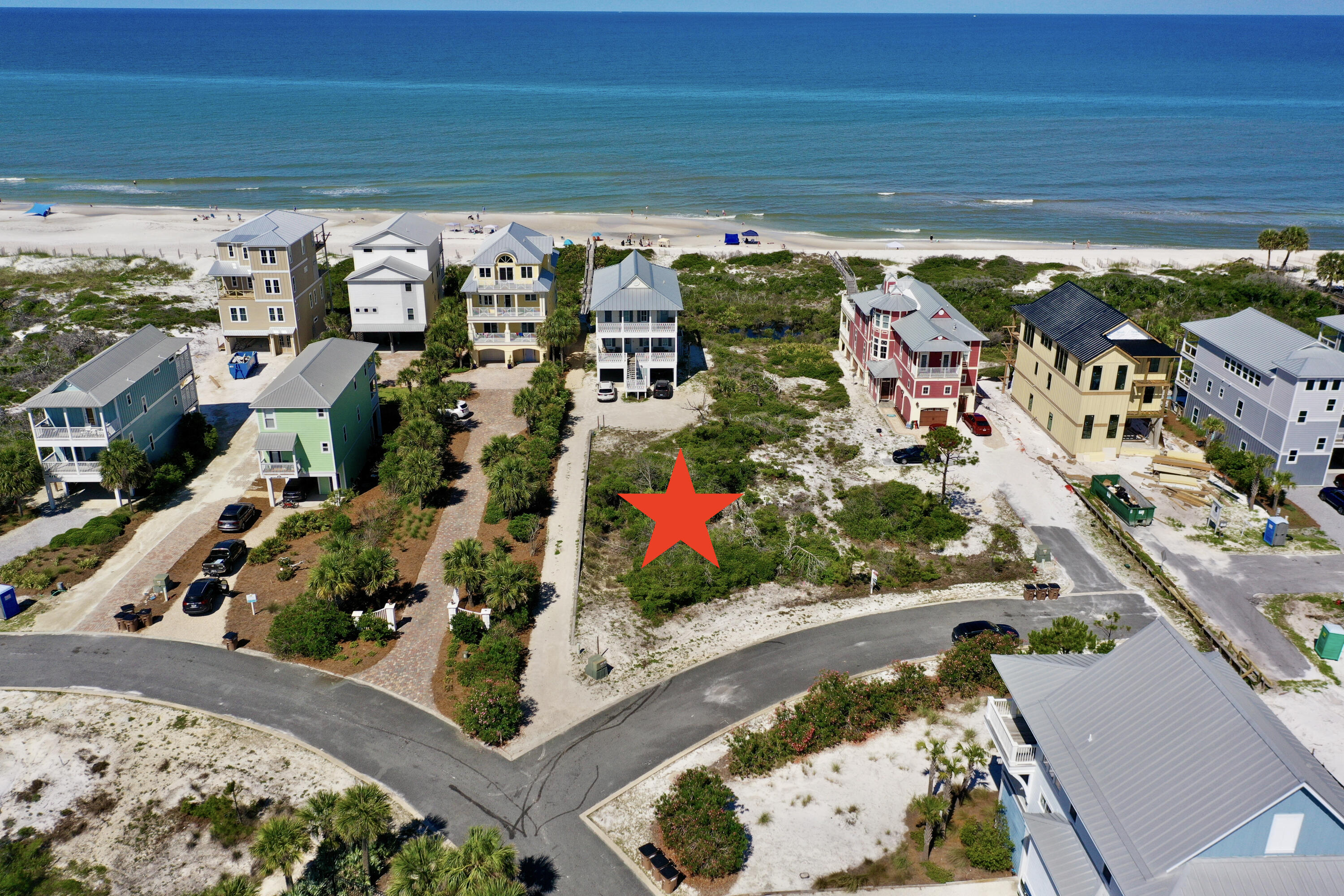 Premiere 1st tier X Flood Zone lot on the North Cape, a rare opportunity which means ground floor living is an option. Excellent locate for homesit that is adjacent to dedicated beach access and boardwalk, and across from community pool. Located behind the CCCL line so no long wait for FLDEP permits. San Dunes is a small subdivision with a nice large and deep beach with plenty of room to have a nice time without the congestion of other areas. Existing homes are all relatively new, nice size and stature. All measurements and dimensions taken from Gulf County Property Appraisers website. Verify if important. San Dunes Covenants and Restrictions in documents.