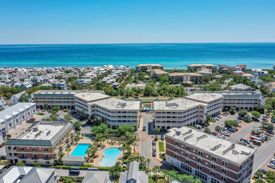 This Village of South Walton Beach is perfectly located on 30A between Rosemary Beach and Alys Beach. This charming larger studio features a king-sized bed, queen sleeper sofa, kitchenette with full-size refrigerator, dishwasher, sink, microwave, plenty of cabinet space and full bath. Updates include new AC unit replaced in 2020, dishwasher installed in 2021, and 55'' flat screen TV added in 2021. The Village of South Walton community features 2 pools, hot tub, restaurants, shops, bike rentals, seasonal entertainment, and deeded beach access with a complimentary shuttle service. Walk or bike to nearby Rosemary Beach, Alys Beach, and 30Avenue for upscale dining, shopping, and entertainment. Unit is being offered fully furnished and rental ready. Buyer to verify all information.