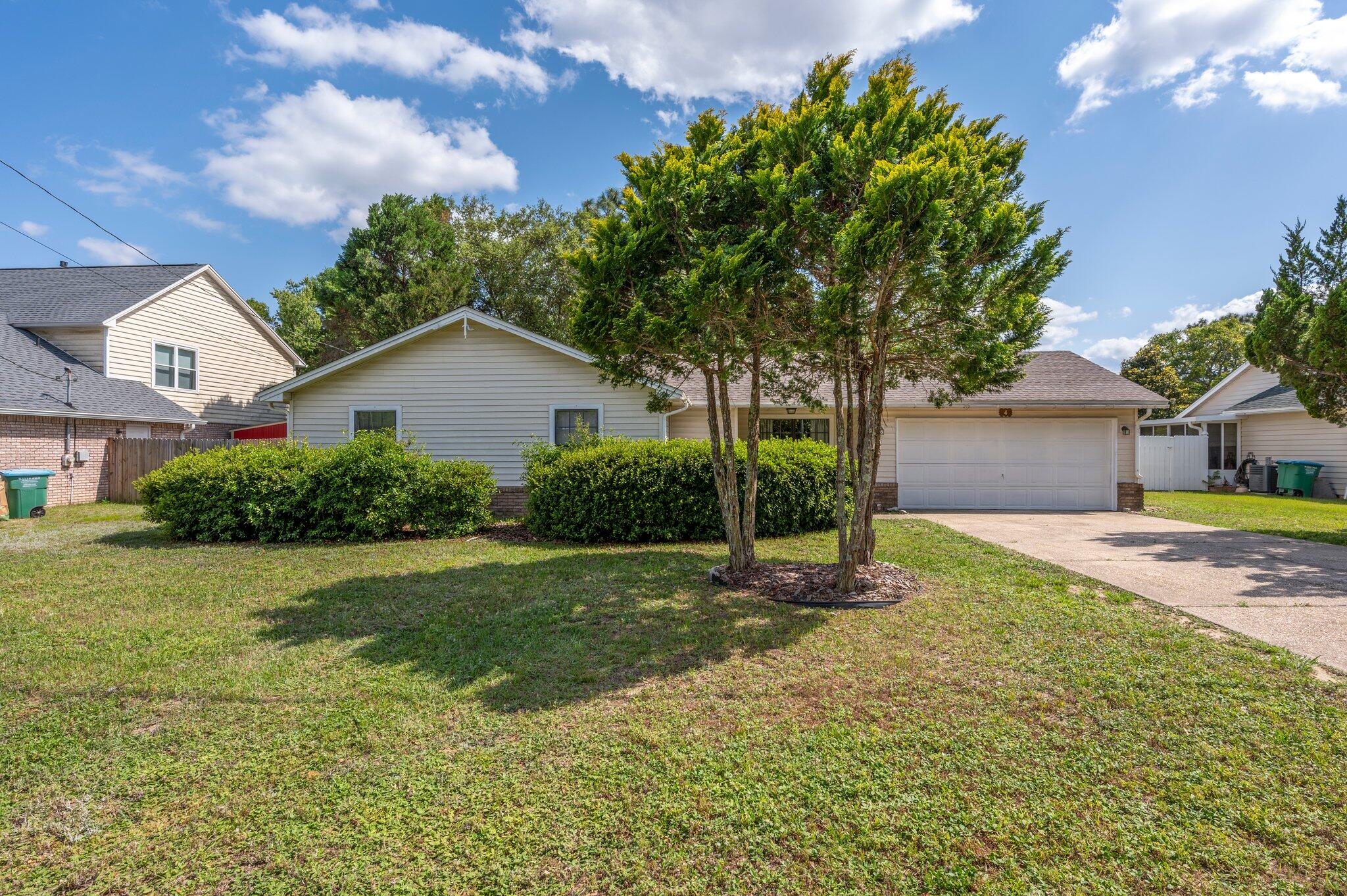 Adorable, Affordable, and Move-in Ready!!! This charming 3 bedroom, 2 bath south Crestview home is perfectly tucked away in a quiet, no thru traffic neighborhood-just minutes from Eglin, Hurlburt, great restaurants, hospital, schools, parks, shopping and the stunning Emerald Coast beaches. Major updates have been taken care of : Roof (2021), Water Heater (2020), HVAC (2020). Stay cozy and save money-this home features natural gas heating an water heating for efficiency and lower utility costs. Enjoy an updated kitchen, tile flooring throughout, 2 car garage, and a huge fenced backyard on this spacious lot, perfect for pets, play, entertaining, and more!! With no HOA, you've got freedom to truly make it yours! Schedule your showing today!!!